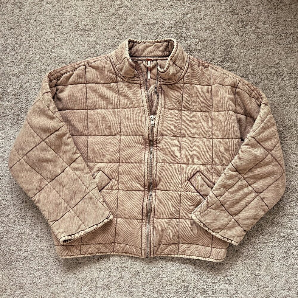 Free People Dolman Quilted Knit Jacket Tan — Medium